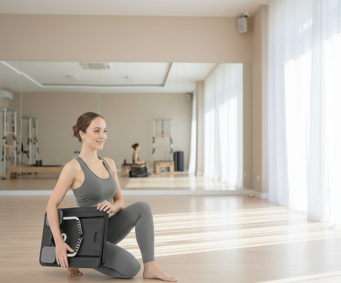 Pilates Board - Pilates Reformer Set, Multi-Purpose Foldable Pilates , 5 in 1 Pilates Sliding Board (Black)