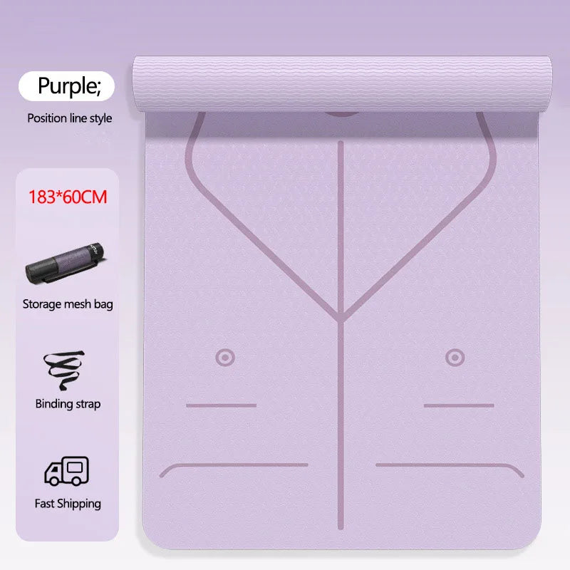 TPE Yoga Mat 6Mm Pilates Mat Home anti Slip Shock Absorbent Soundproofing Fitness Mat Special Jumping Exercise Mat 183*60Cm