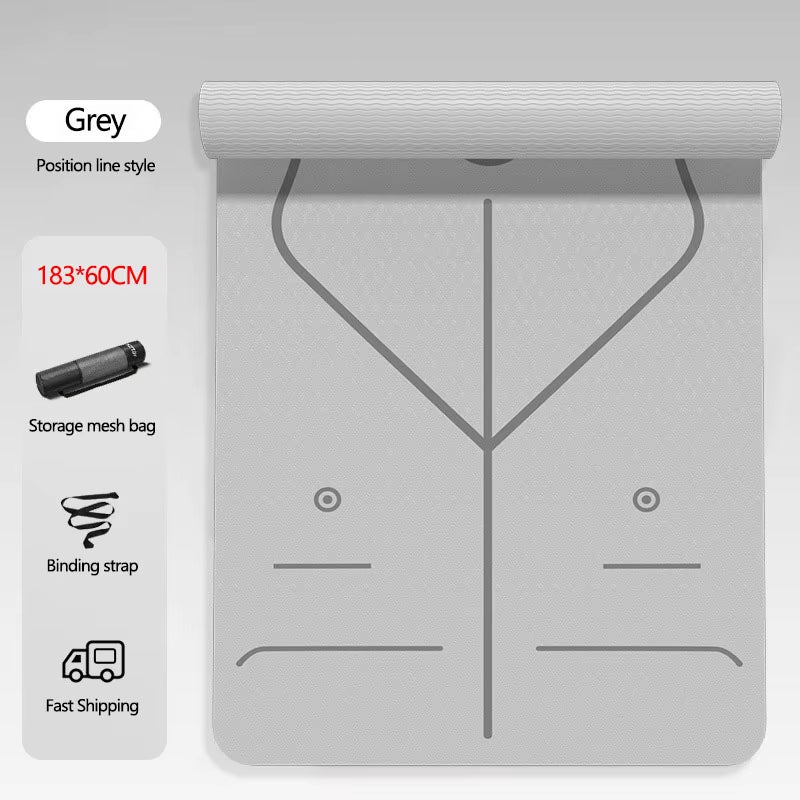 TPE Yoga Mat 6Mm Pilates Mat Home anti Slip Shock Absorbent Soundproofing Fitness Mat Special Jumping Exercise Mat 183*60Cm